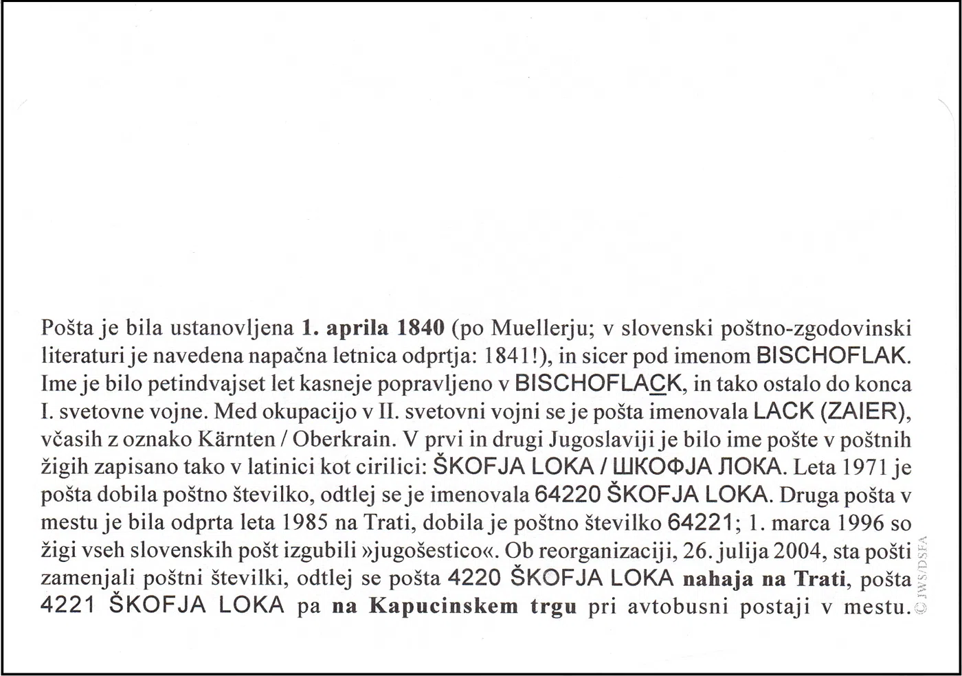 175  LET POŠTE BISCHOFLAK